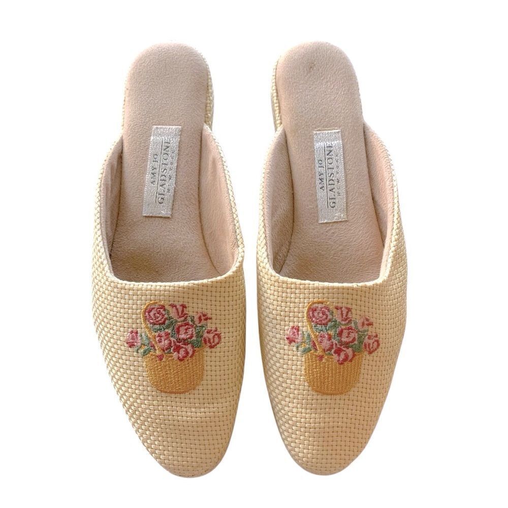 Amy Jo Gladstone Floral Embroidered Mules
